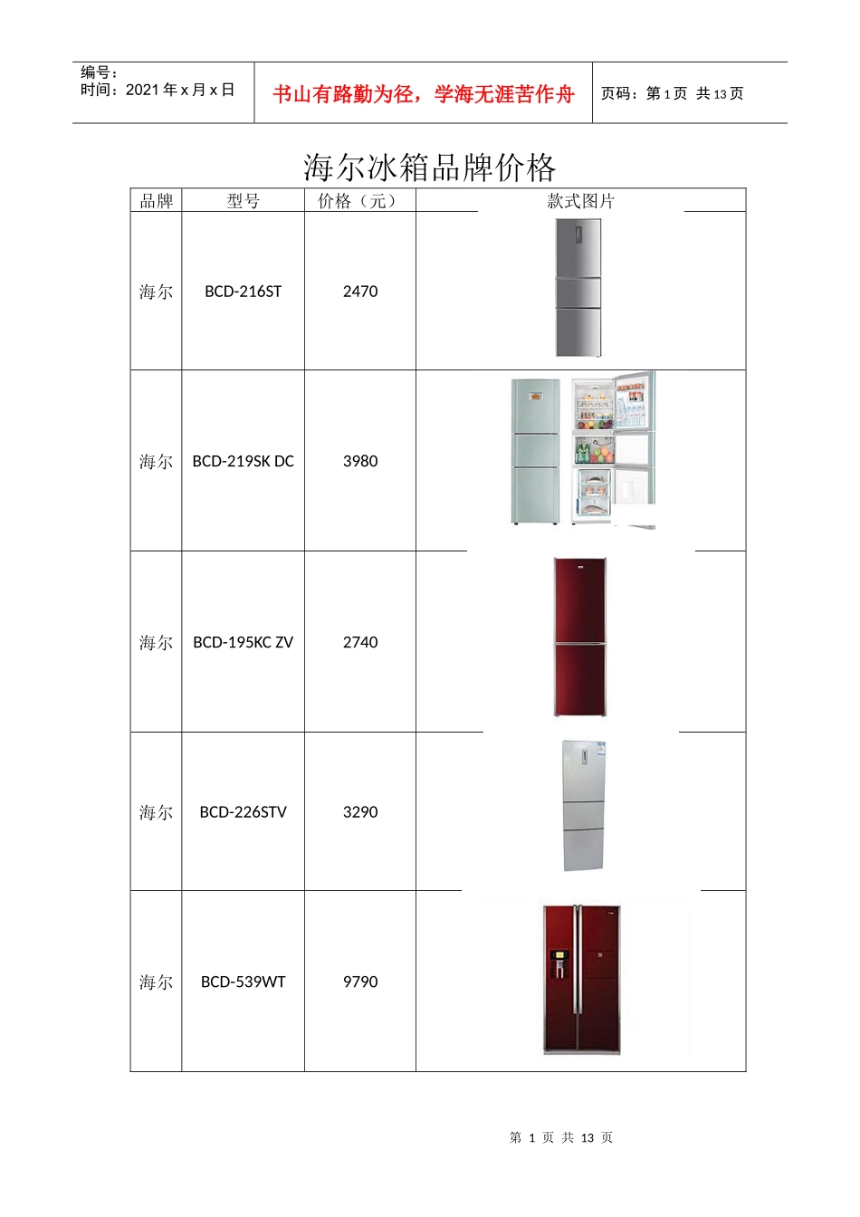 电冰箱品牌价格_第1页