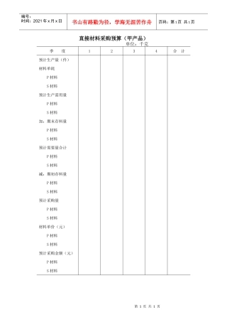 直接材料采购预算