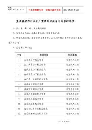 省内可互开党员组织介绍信的单位(1)