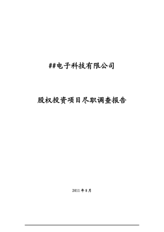 电子科技有限公司股权投资项目尽职调查报告