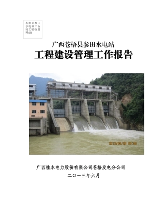 电站工程建设管理工作报告
