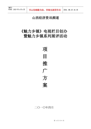 电视节目项目推广方案