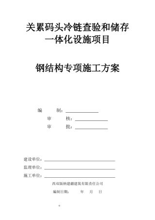 码头冷链储存一体化设施项目钢结构专项施工方案