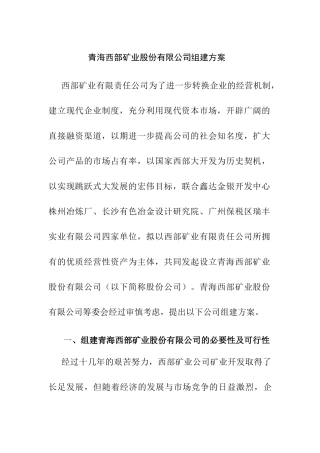 矿业股份有限公司改制重组方案书