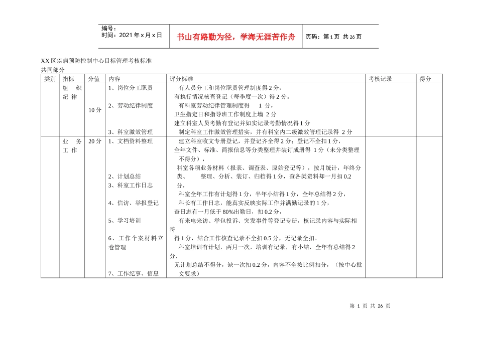 疾病预防控制中心目标管理考核标准_第1页