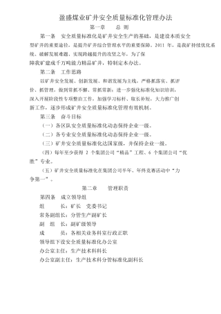 矿井安全质量标准化管理办法