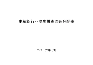 电解铝行业隐患排查治理分配表