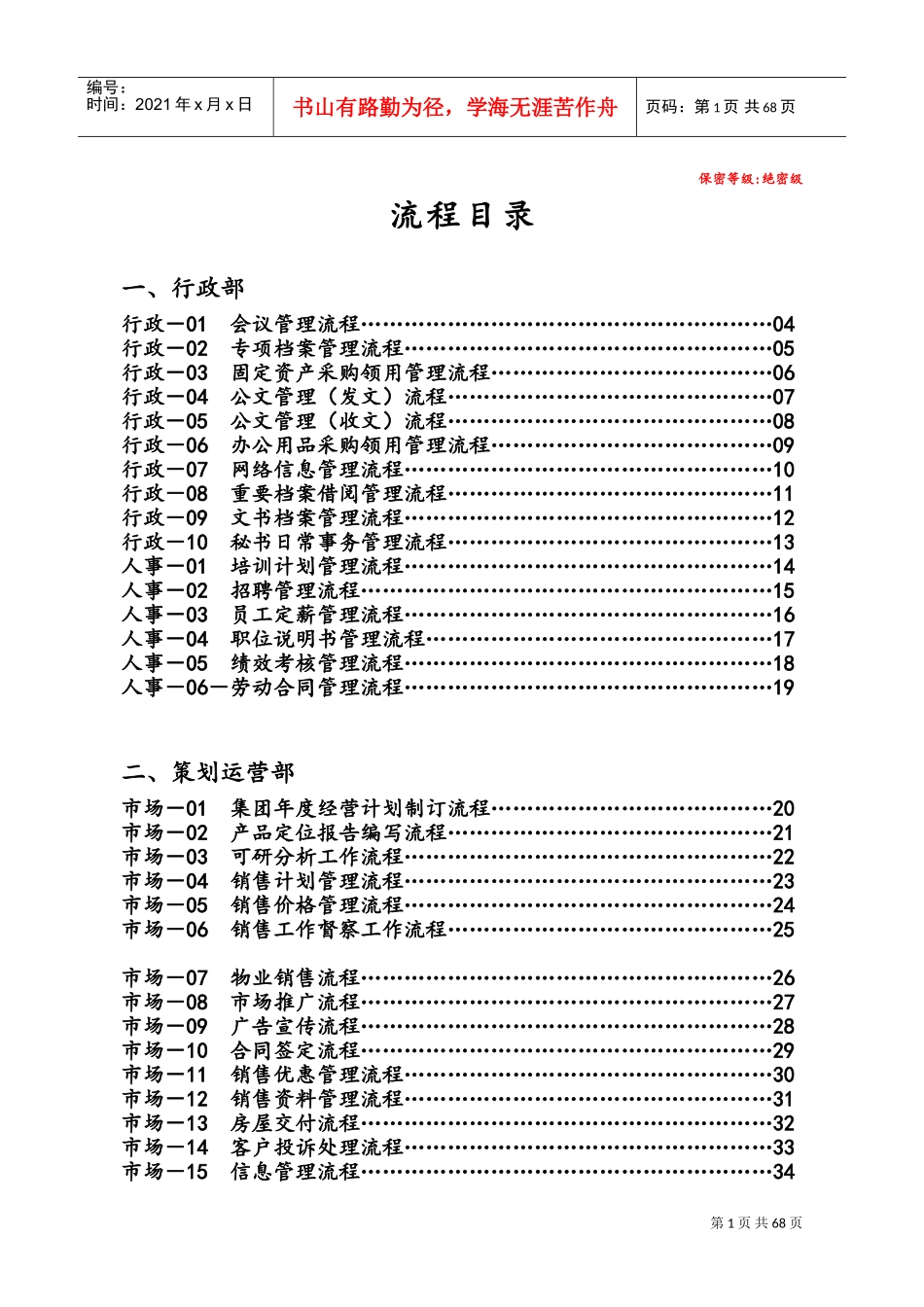 碧桂园集团全套管理流程图(DOC73页)_第1页