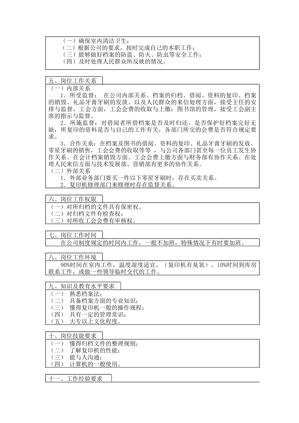 登康口腔护理用品股份有限公司档案管理员岗位工作说明书_第2页