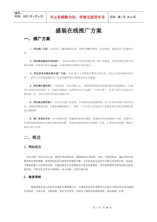 盛装在线推广方案