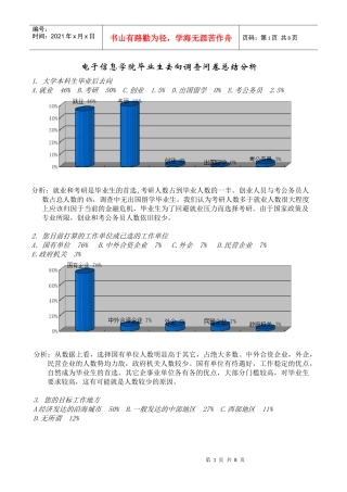 电子信息学院毕业生去向调查问卷总结分析