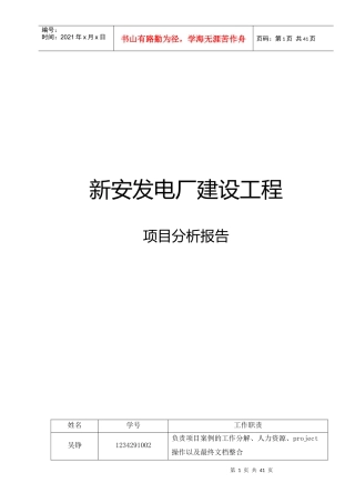 第三小组报告项目15新安发电厂建设工程