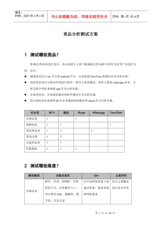 竞品分析测试方案