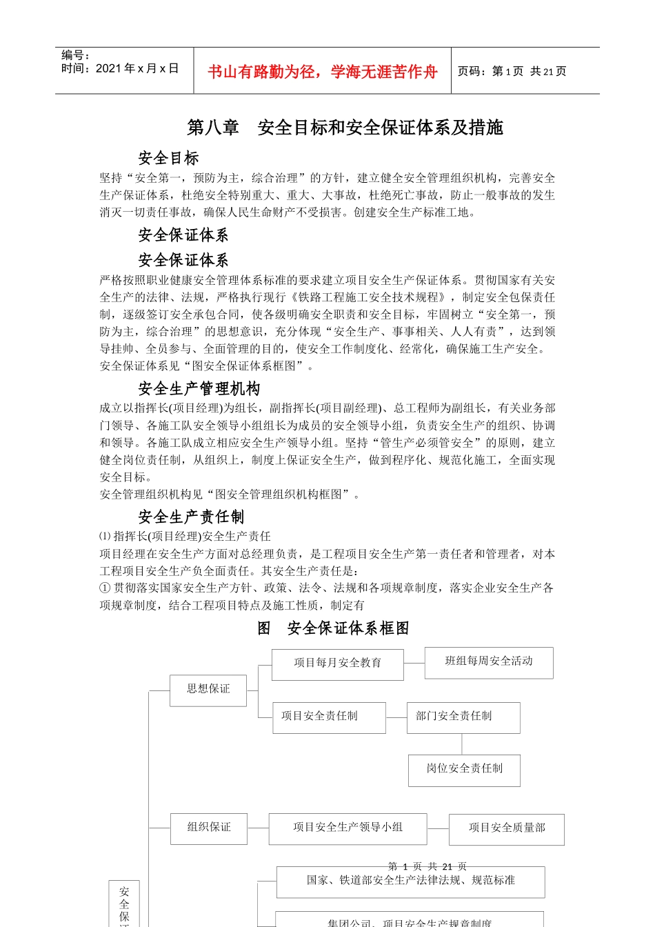 第八章安全目标和安全保证体系及措施_第1页