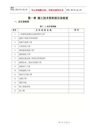 第一章修项目资料按目录检查表