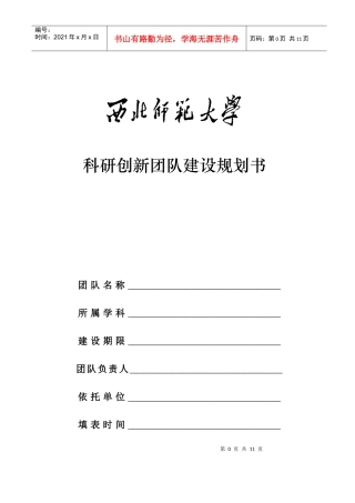 科研创新团队建设规划书