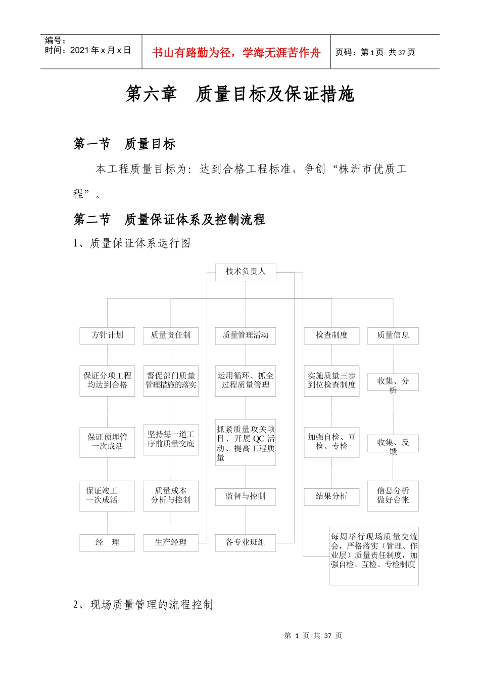 第六章质量目标及保证措施_第1页