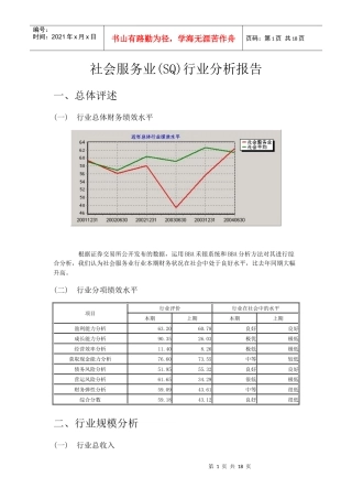 社会服务业(SQ)行业分析报告