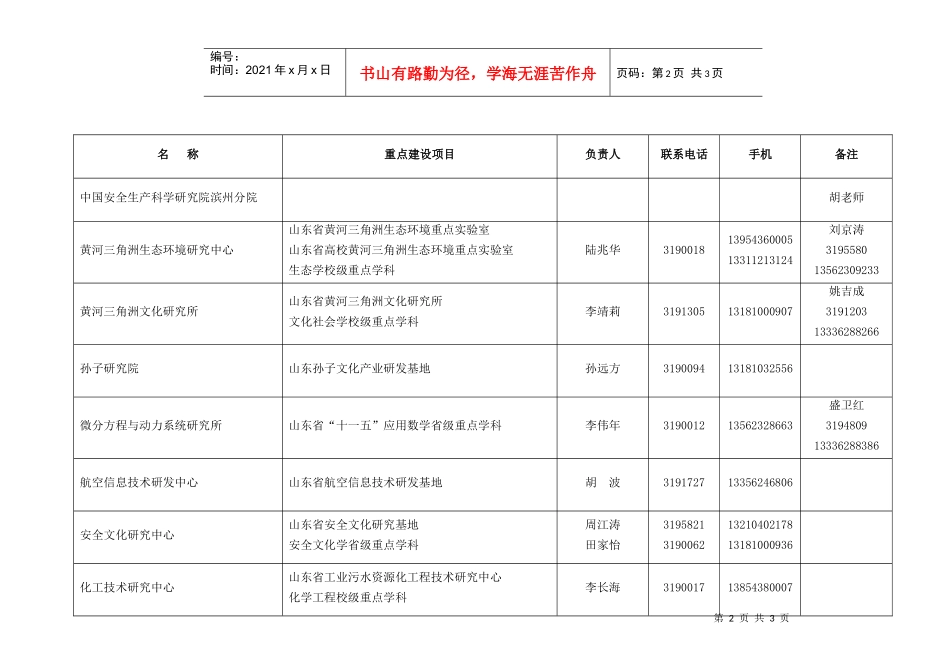 科研机构与重点建设项目联系方式-科研机构名称_第2页