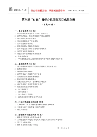 第八届“618”省侨办已征集项目成果列表-三明市外事侨务