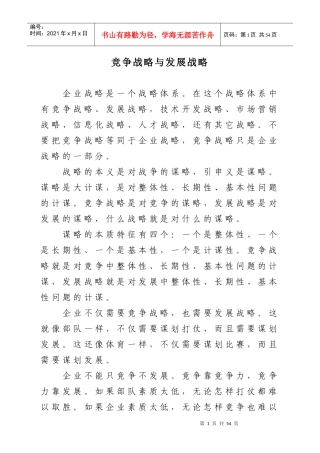 竞争战略与发展战略