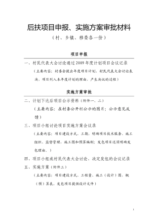 移民后扶项目报账材料样本-后扶项目申报材料