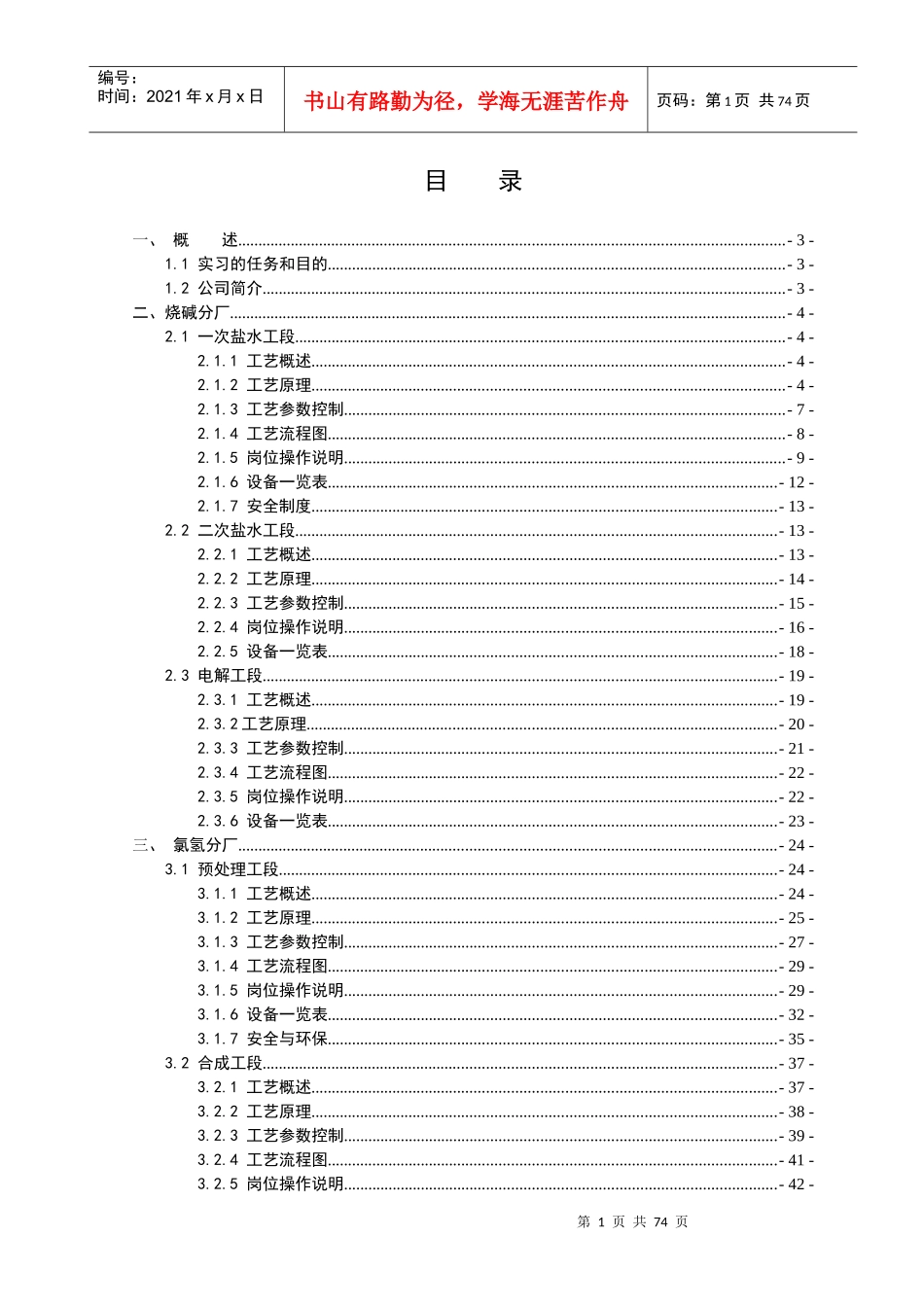 神马氯碱发展有限公司暑期社会实践报告_第1页