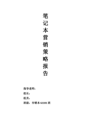 笔记本电脑行业营销策略报告