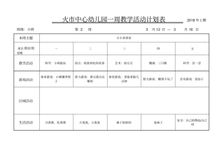 2018上小班周计划