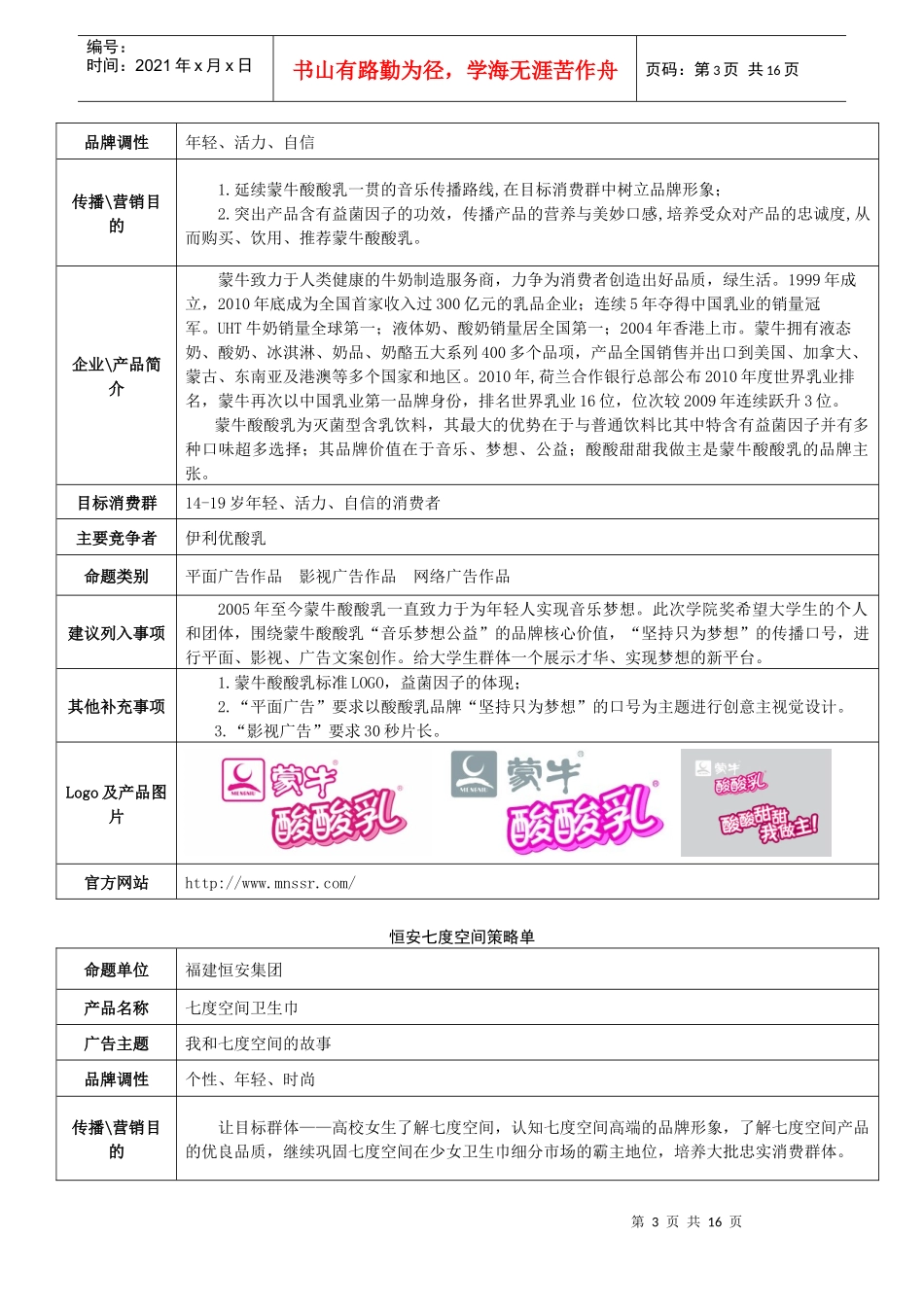 第十届中国大学生广告艺术节学院奖策略单_第3页