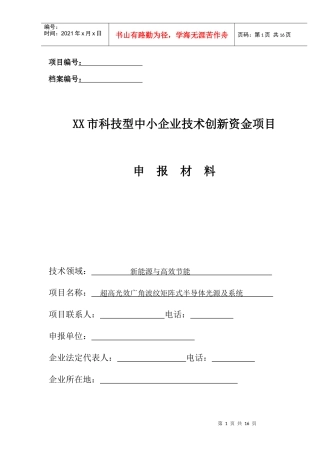 科利尔创新资金项目申报材料