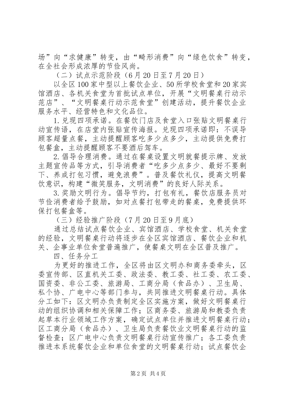 XX年托里乡中学“文明餐桌”行动方案 _第2页