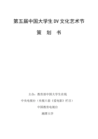 第五届DV文化艺术节总体策划
