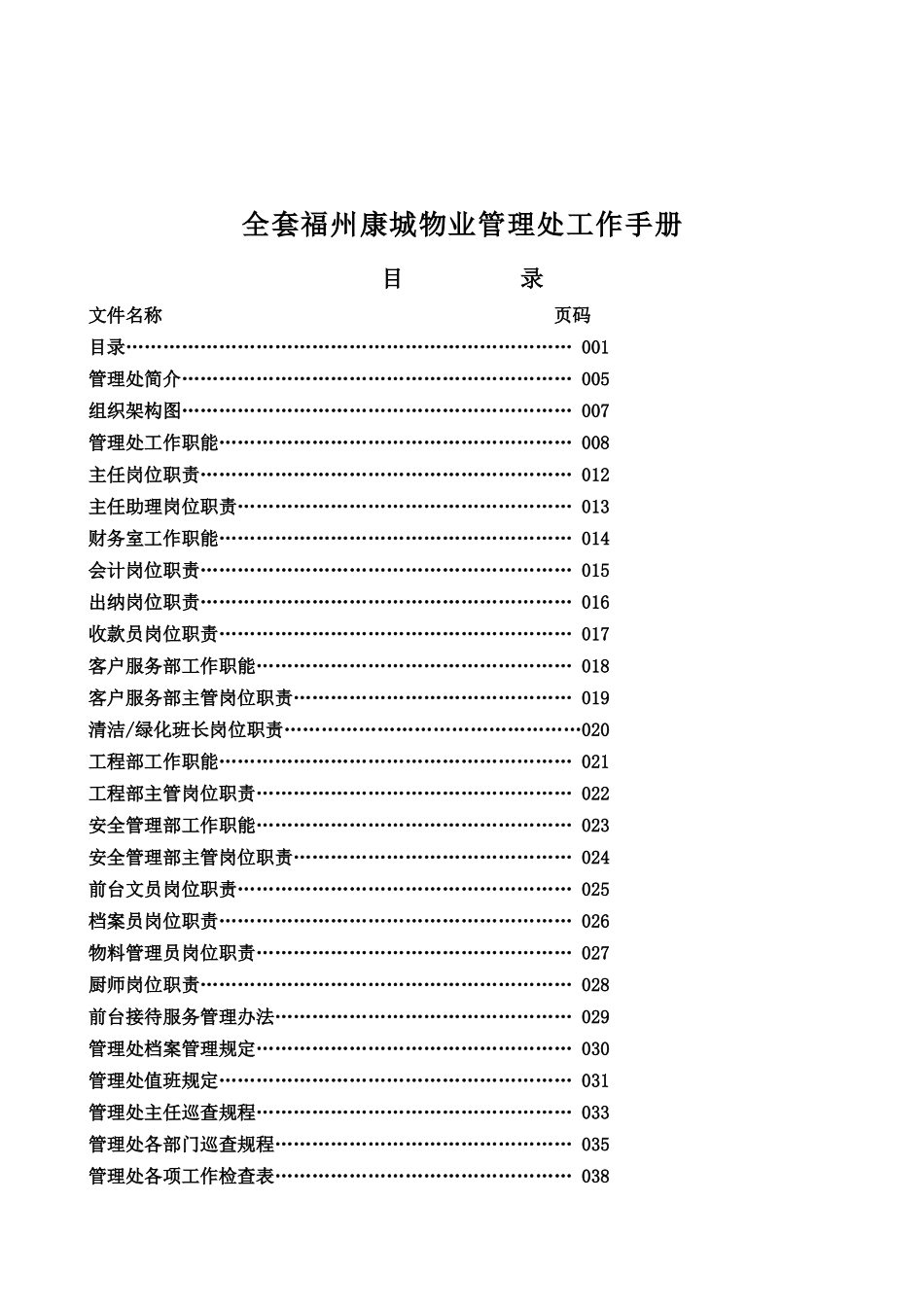 福州某城物业管理处全套工作手册_第1页