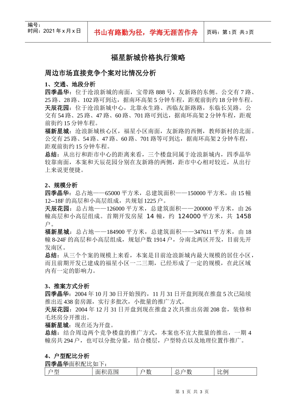 福星新城价格执行策略_第1页