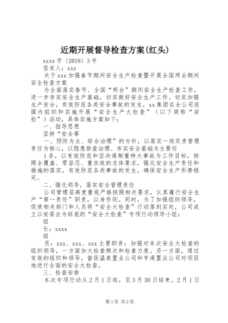 近期开展督导检查实施方案(红头) 