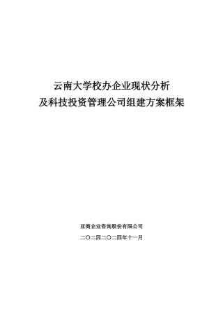 科技投资管理公司组建方案框架