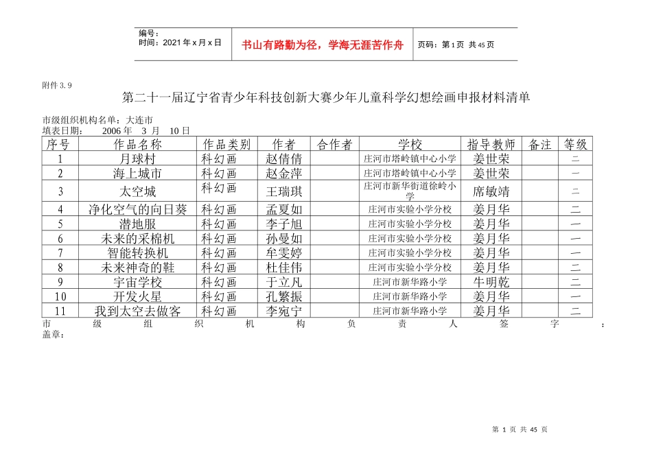 第二十一届辽宁省青少年科技创新大赛少年儿童科学幻想..._第1页
