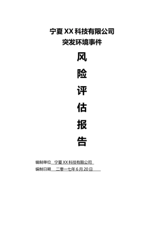 突发环境事件风险评估报告(最新版上传)