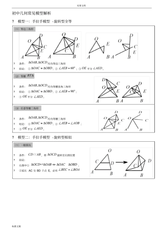 中学考试数学常见几何模型简介