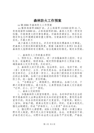 森林防火工作应急预案 