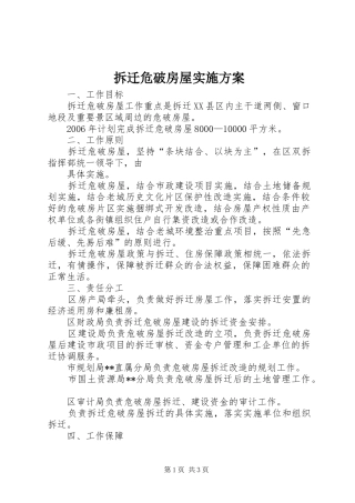 拆迁危破房屋方案 