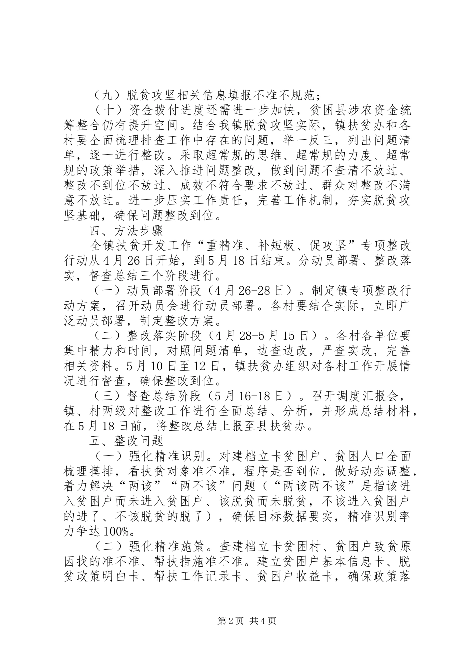 乡镇扶贫开发工作专项整改行动实施方案 _第2页