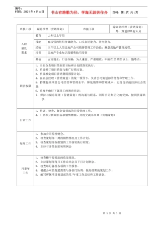 策划部（副）经理职务说明书(1)