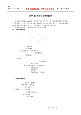 竞争项目调研包括哪些内容