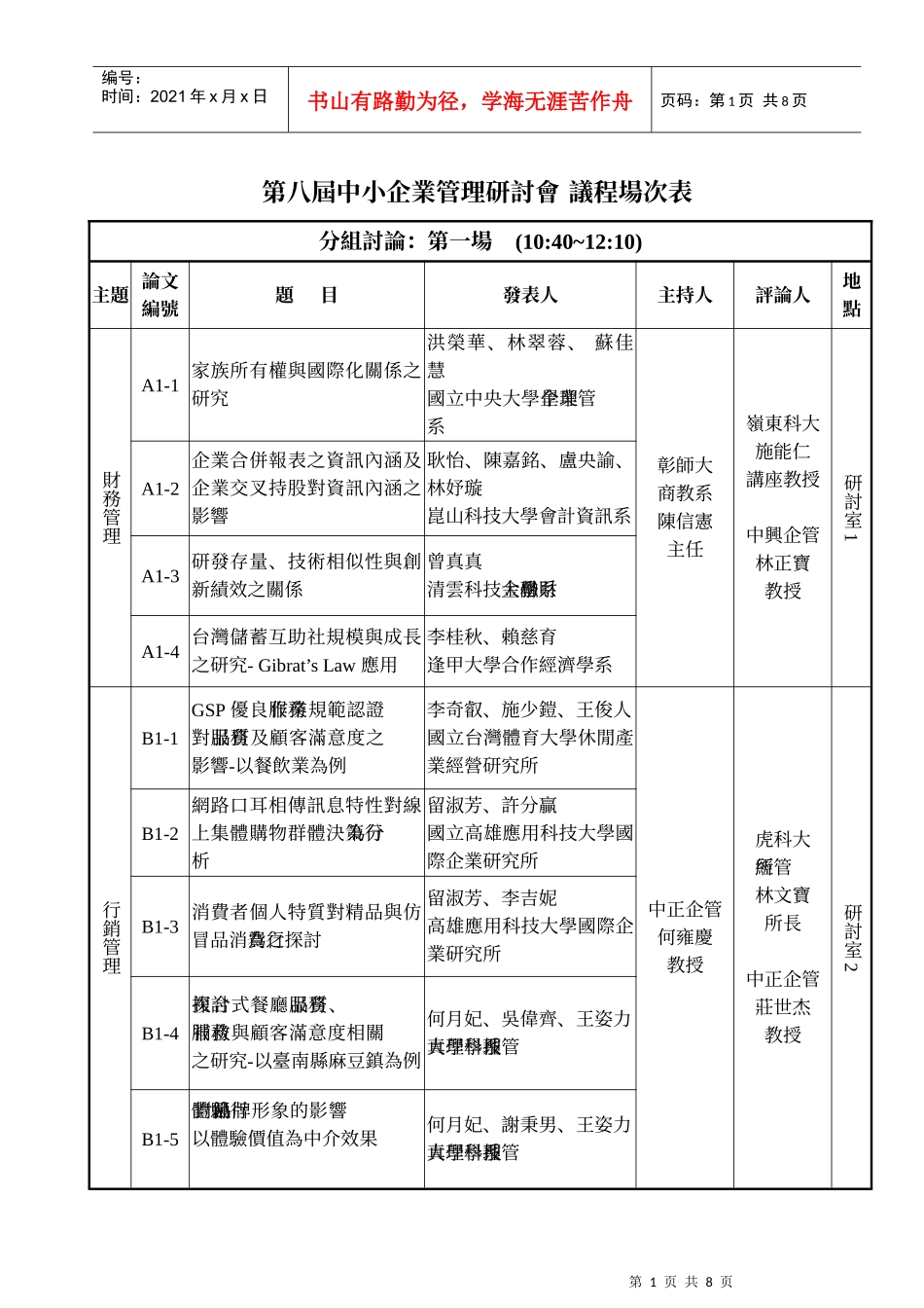 第八届中小企业管理研讨会_第1页