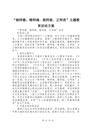 “修师德、铸师魂、提师能、正师表”主题教育活动实施方案 