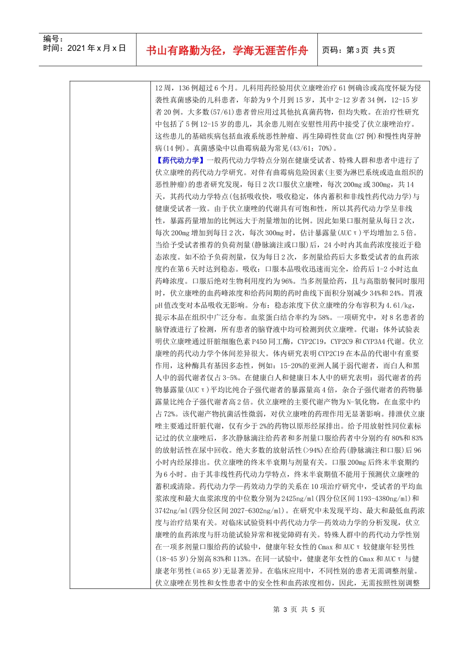 立项可行性调查表-伏立康唑_第3页