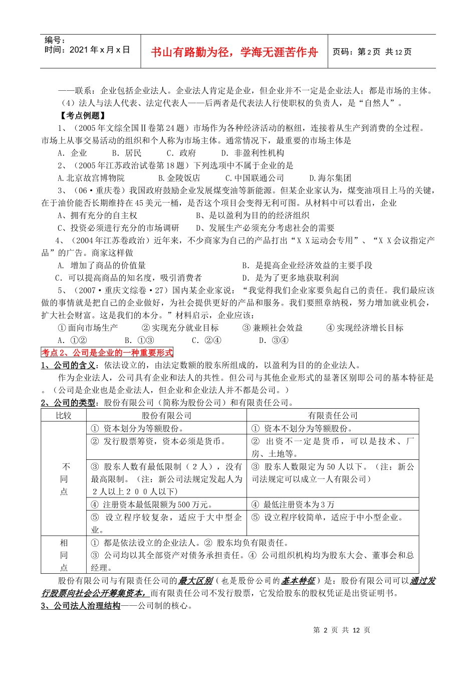 第三课企业和经营者复习资料_第2页