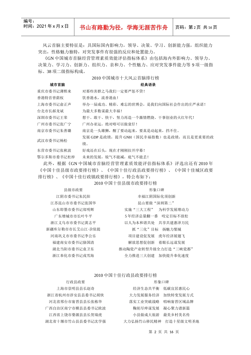 第九届(XXXX)中国城市竞争力排行榜——中国城市竞争力研究会_第2页